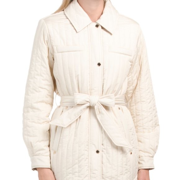 Vince Camuto Quilted Jacket Off-White w/ Gold & Gold Tone‎ Hardware Size M- NWT - Picture 1 of 9